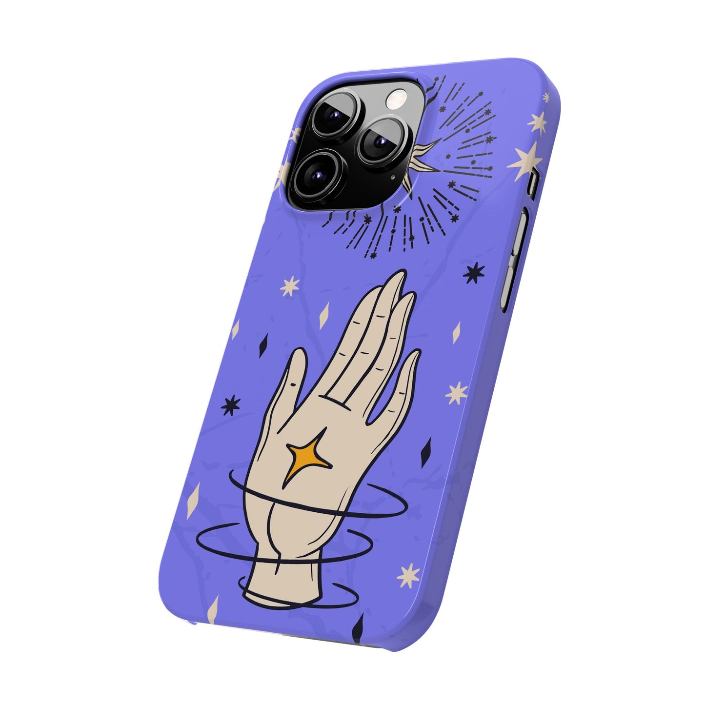 Purple Mystic Hand iPhone 15, 14, 13 Case - Celestial Design - Fits iPhone 15 Pro and Max - Ideal Gift for Astrology Enthusiasts