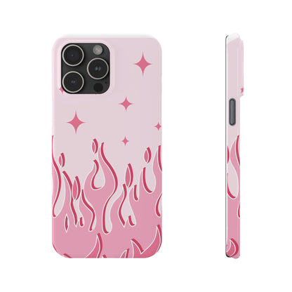 Pink Flame iPhone Case with Heart - Feminine Design for Women. For iphone 13, iphone 14 and iphone 15 pro and max