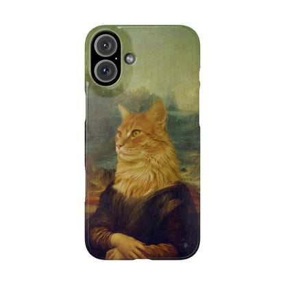 Kitty-Inspired iPhone Case, Mona Lisa Art, Wireless Charging Compatible - iPhone 16 15, 14, 13 Pro/Max