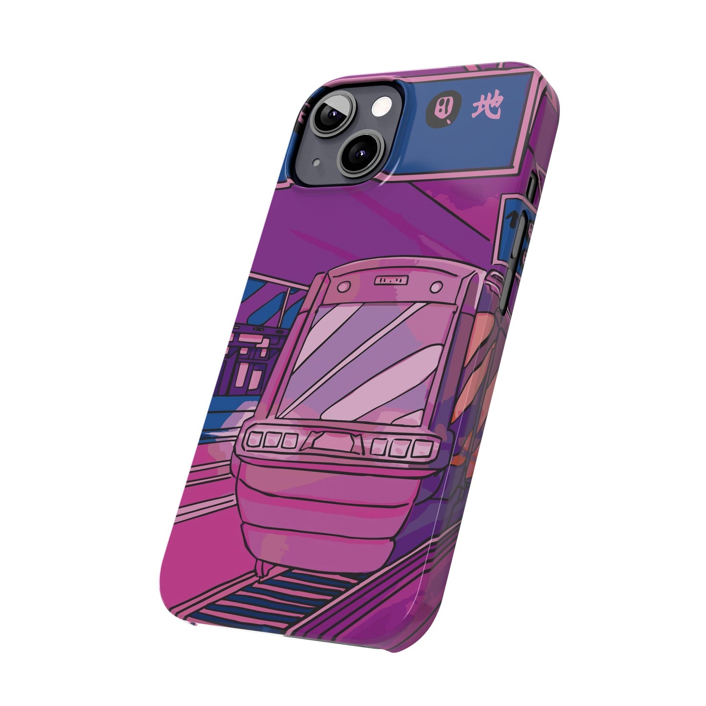 iPhone case with Japanese Vaporwave cityscape for iPhone 16, 15, 14 and 13. Neon Asian style