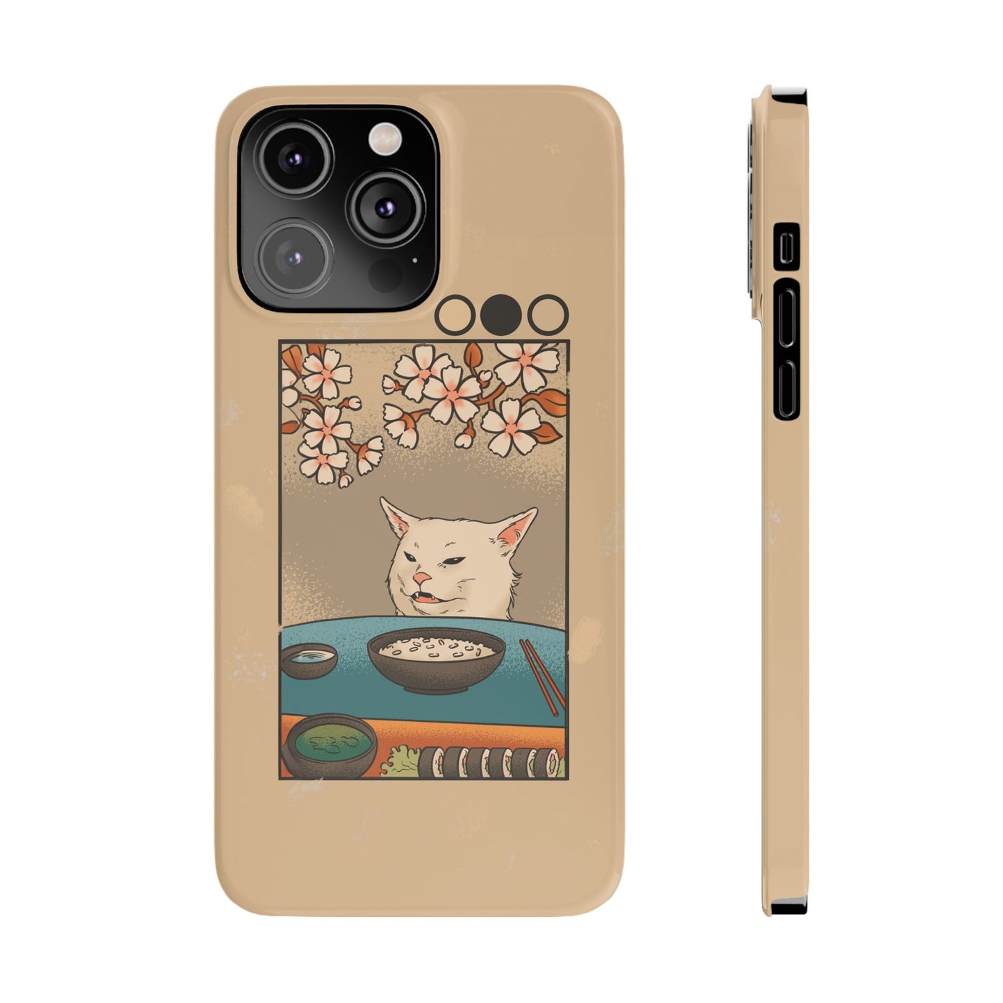 Whimsical Cat and Sushi iPhone Case – Meme-Inspired