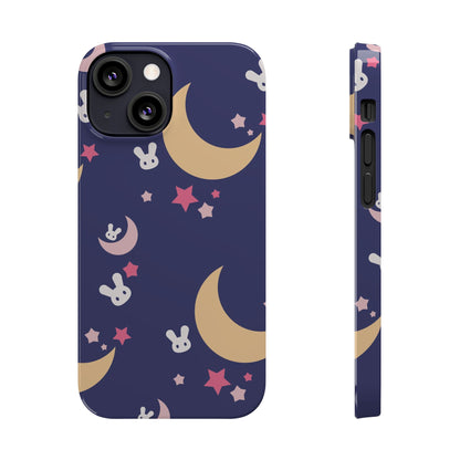 Adorable Bunnies with Moons Background iPhone Case - Ideal for Kids and Rabbit Lovers - For iphone 15 cases, iphone 14 and iphone 13 pro/max