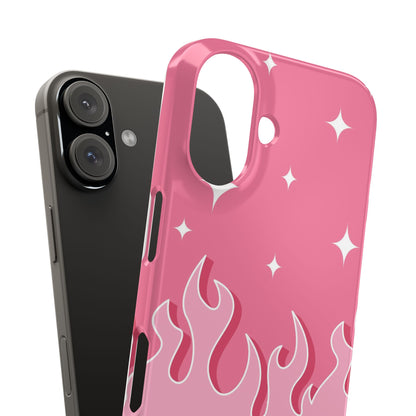 Pink Flame iPhone Case with Heart - Feminine Design for Women. For iphone 13, iphone 14 and iphone 15 pro and max