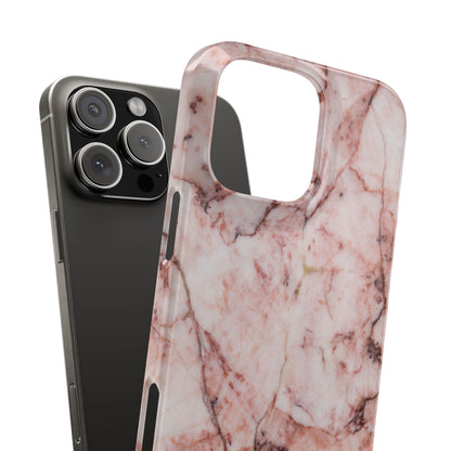 Case iPhone Natural pink stone marble design. For iphone 15, iphone 14 and iphone 13. Pro and max. Supports wireless charging. Premium