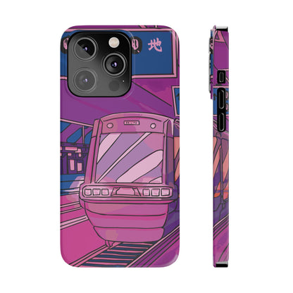 iPhone case with Japanese Vaporwave cityscape for iPhone 16, 15, 14 and 13. Neon Asian style