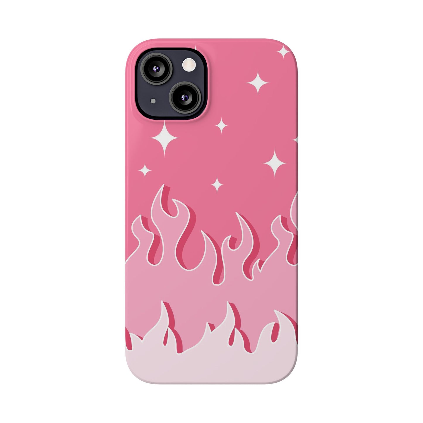 Pink Flame iPhone Case with Heart - Feminine Design for Women. For iphone 13, iphone 14 and iphone 15 pro and max