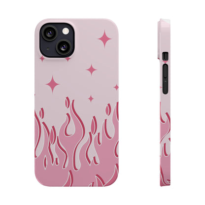 Pink Flame iPhone Case with Heart - Feminine Design for Women. For iphone 13, iphone 14 and iphone 15 pro and max