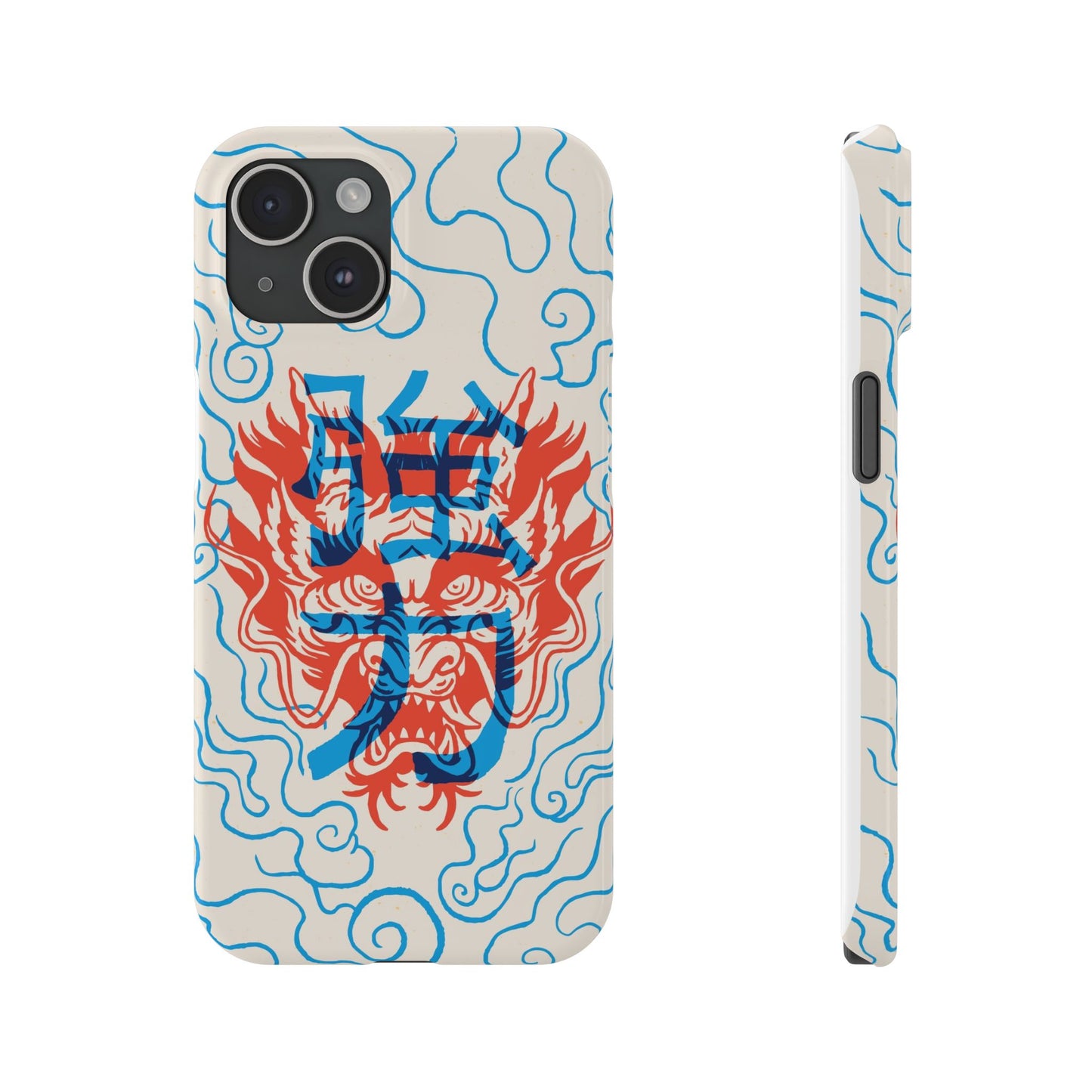 Geek iphone case with asian art duotone style. Case for iphone 15, iphone 14 and iphone 13 pro and max.