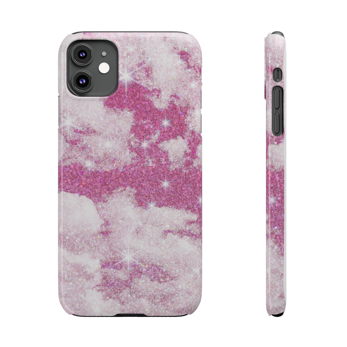 Pink Glitter Sky Phone Case - Sparkling Cloud Design for iPhone