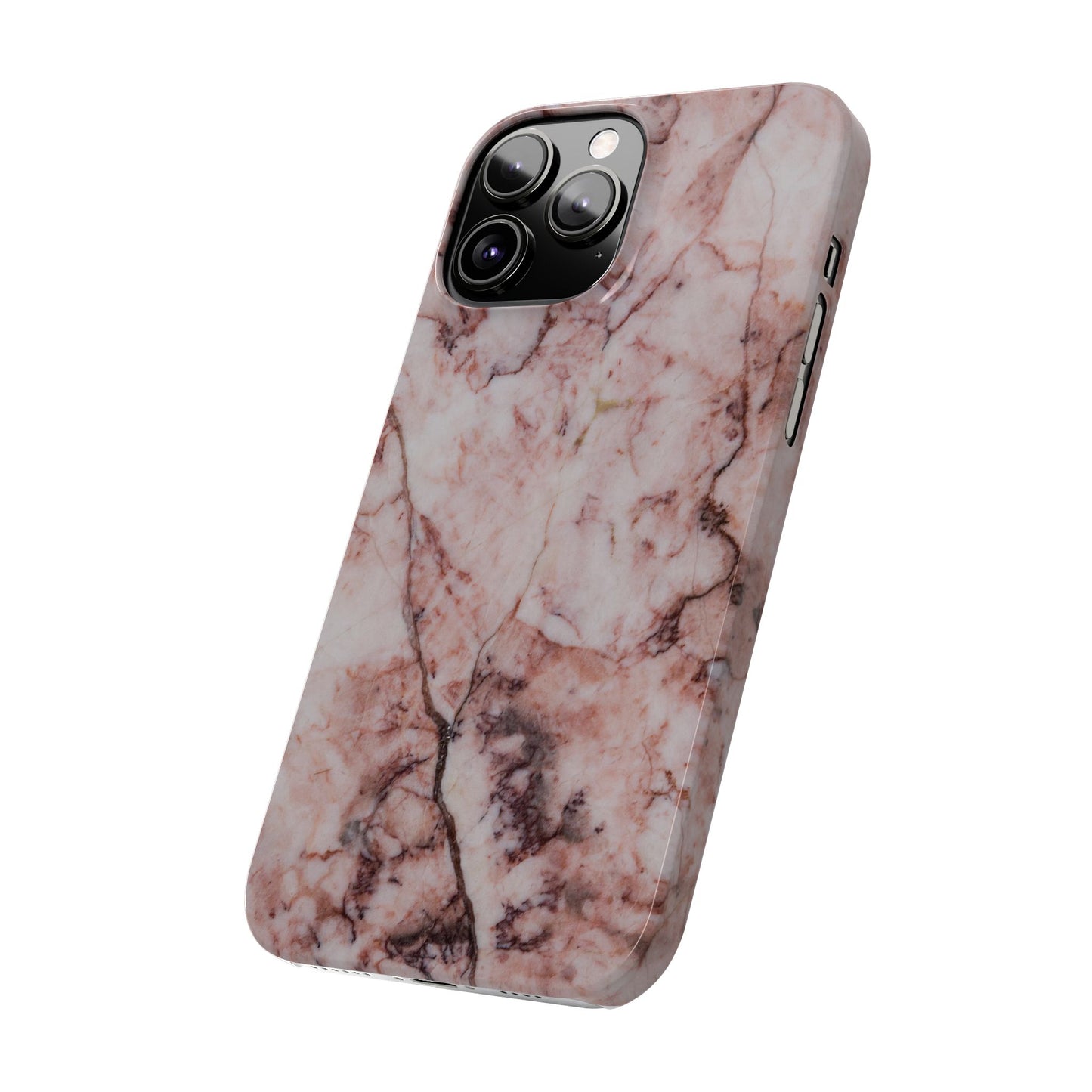 Case iPhone Natural pink stone marble design. For iphone 15, iphone 14 and iphone 13. Pro and max. Supports wireless charging. Premium