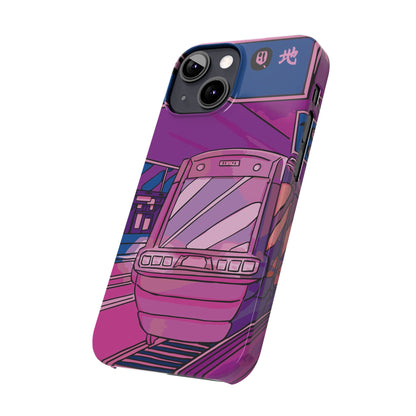 iPhone case with Japanese Vaporwave cityscape for iPhone 16, 15, 14 and 13. Neon Asian style