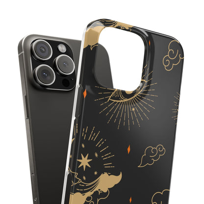 Black and Gold Mystical Astrology iPhone  16, 15, 14,  13 Case. Perfect Gift for Astrology Lovers. Celestial Symbolism - Fits iPhone 15 Pro & Max