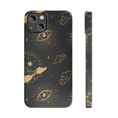 Black and Gold Mystical Astrology iPhone  16, 15, 14,  13 Case. Perfect Gift for Astrology Lovers. Celestial Symbolism - Fits iPhone 15 Pro & Max