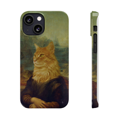 Kitty-Inspired iPhone Case, Mona Lisa Art, Wireless Charging Compatible - iPhone 16 15, 14, 13 Pro/Max