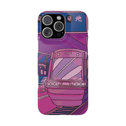 iPhone case with Japanese Vaporwave cityscape for iPhone 16, 15, 14 and 13. Neon Asian style