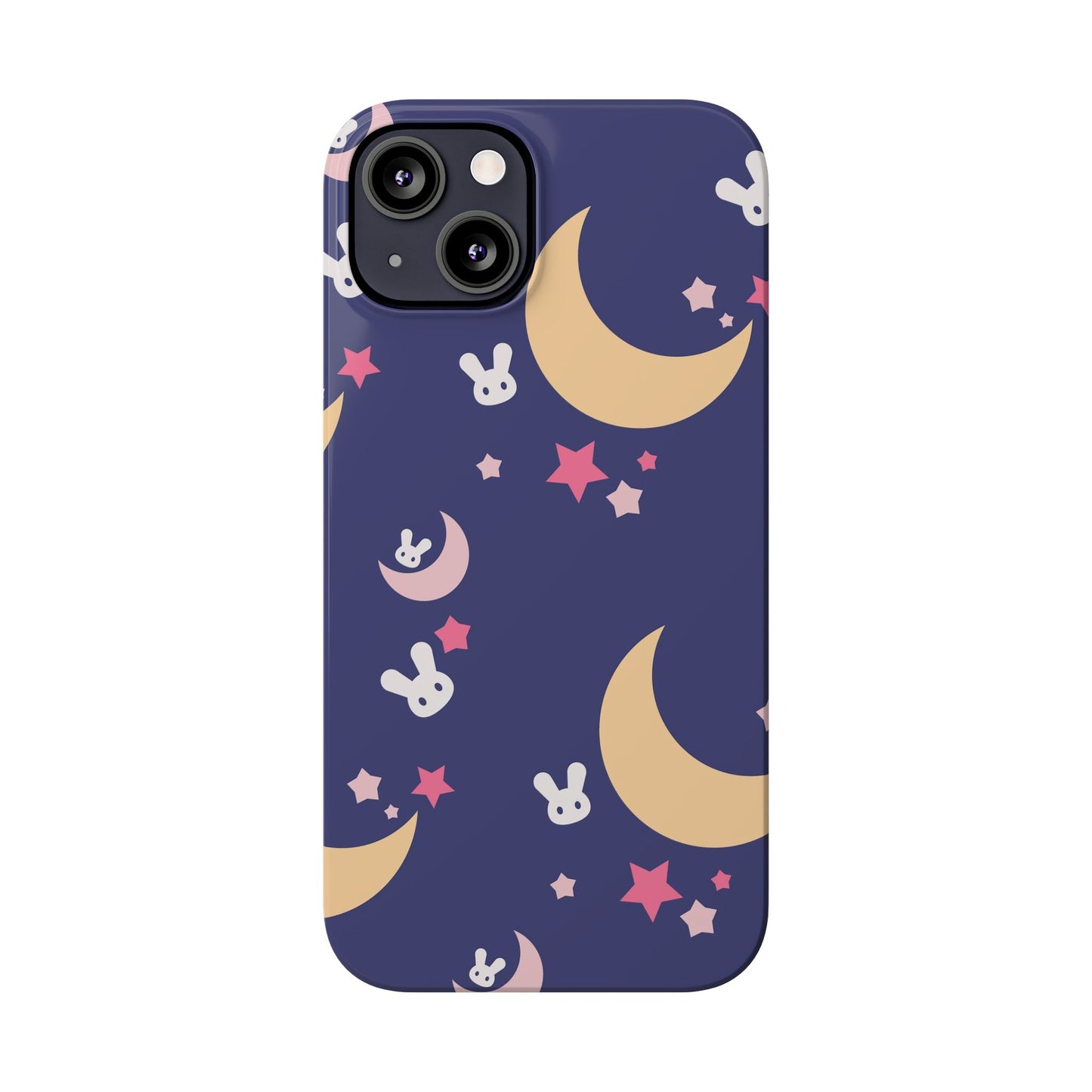 Adorable Bunnies with Moons Background iPhone Case - Ideal for Kids and Rabbit Lovers - For iphone 15 cases, iphone 14 and iphone 13 pro/max