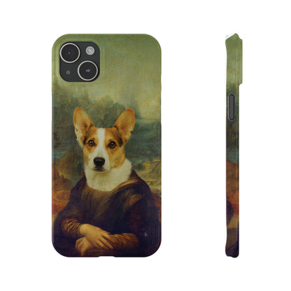 Puppy iPhone Case, Mona Lisa Parody, Wireless Charging - iPhone 16, 15, 14, 13 Pro/Max