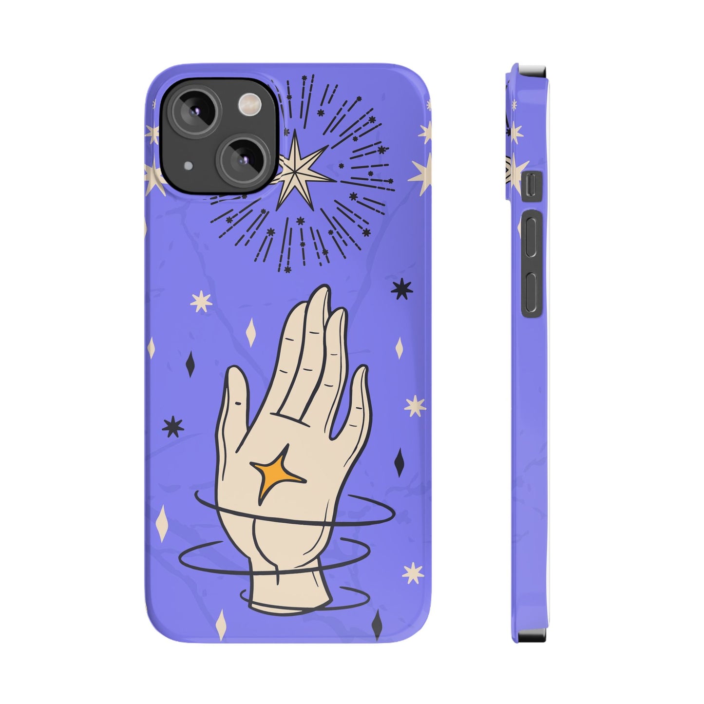 Purple Mystic Hand iPhone 15, 14, 13 Case - Celestial Design - Fits iPhone 15 Pro and Max - Ideal Gift for Astrology Enthusiasts