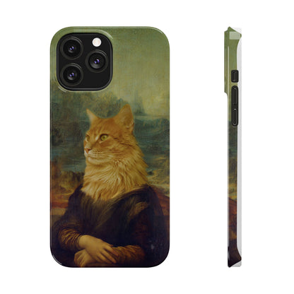 Kitty-Inspired iPhone Case, Mona Lisa Art, Wireless Charging Compatible - iPhone 16 15, 14, 13 Pro/Max