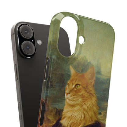 Kitty-Inspired iPhone Case, Mona Lisa Art, Wireless Charging Compatible - iPhone 16 15, 14, 13 Pro/Max