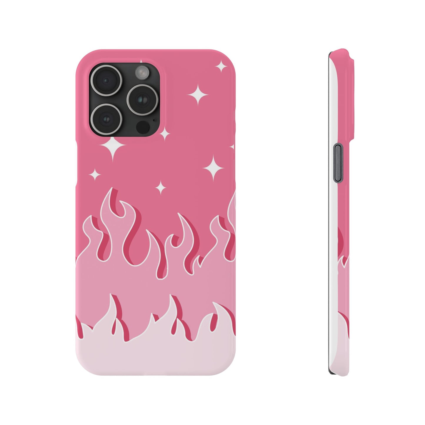 Pink Flame iPhone Case with Heart - Feminine Design for Women. For iphone 13, iphone 14 and iphone 15 pro and max