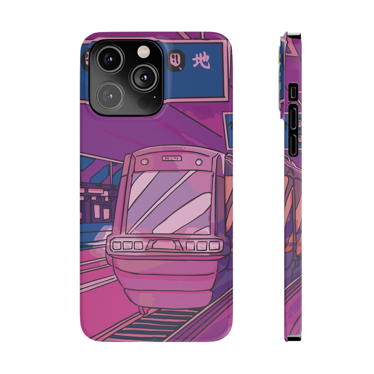 iPhone case with Japanese Vaporwave cityscape for iPhone 16, 15, 14 and 13. Neon Asian style