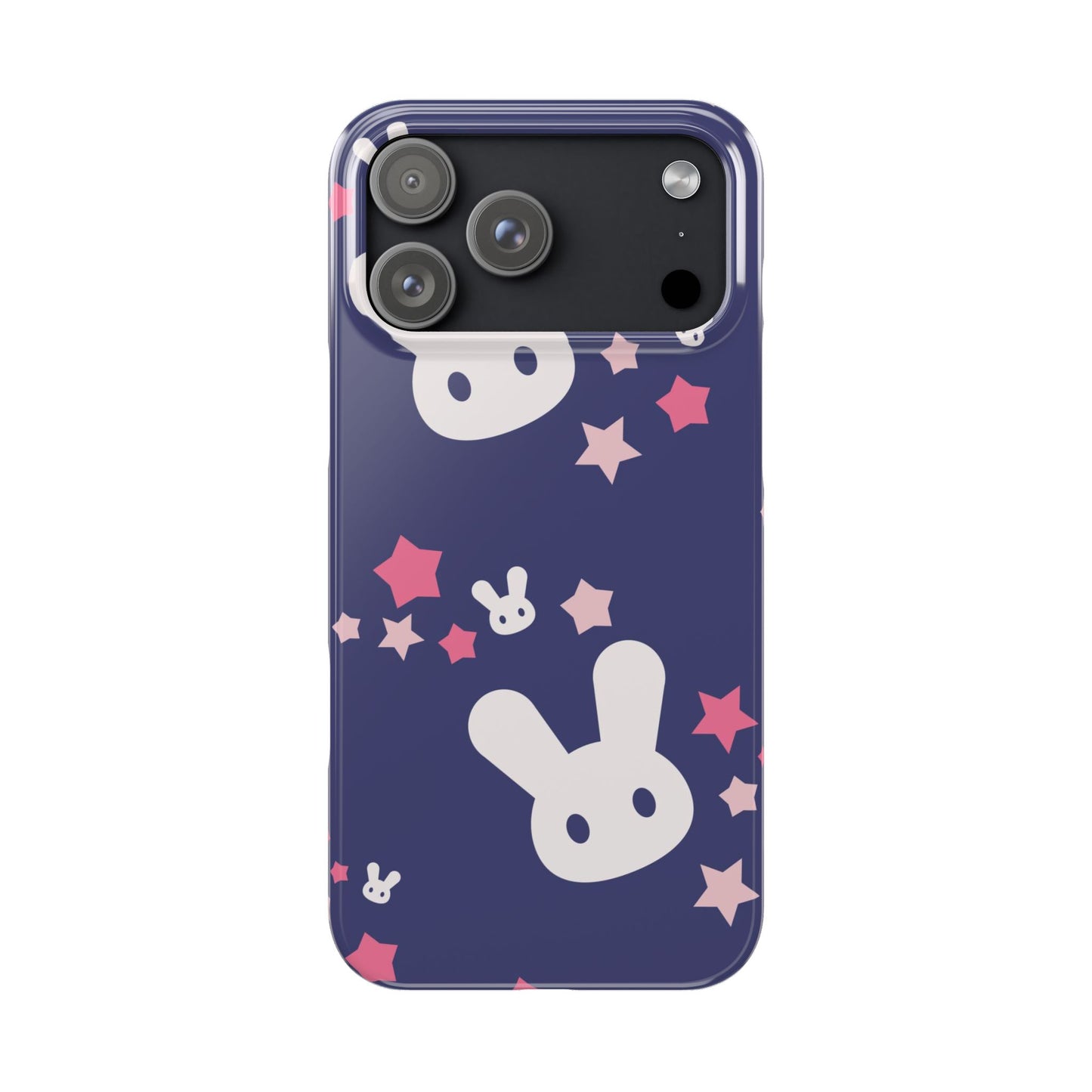 Blue adorable bunnies with stars background