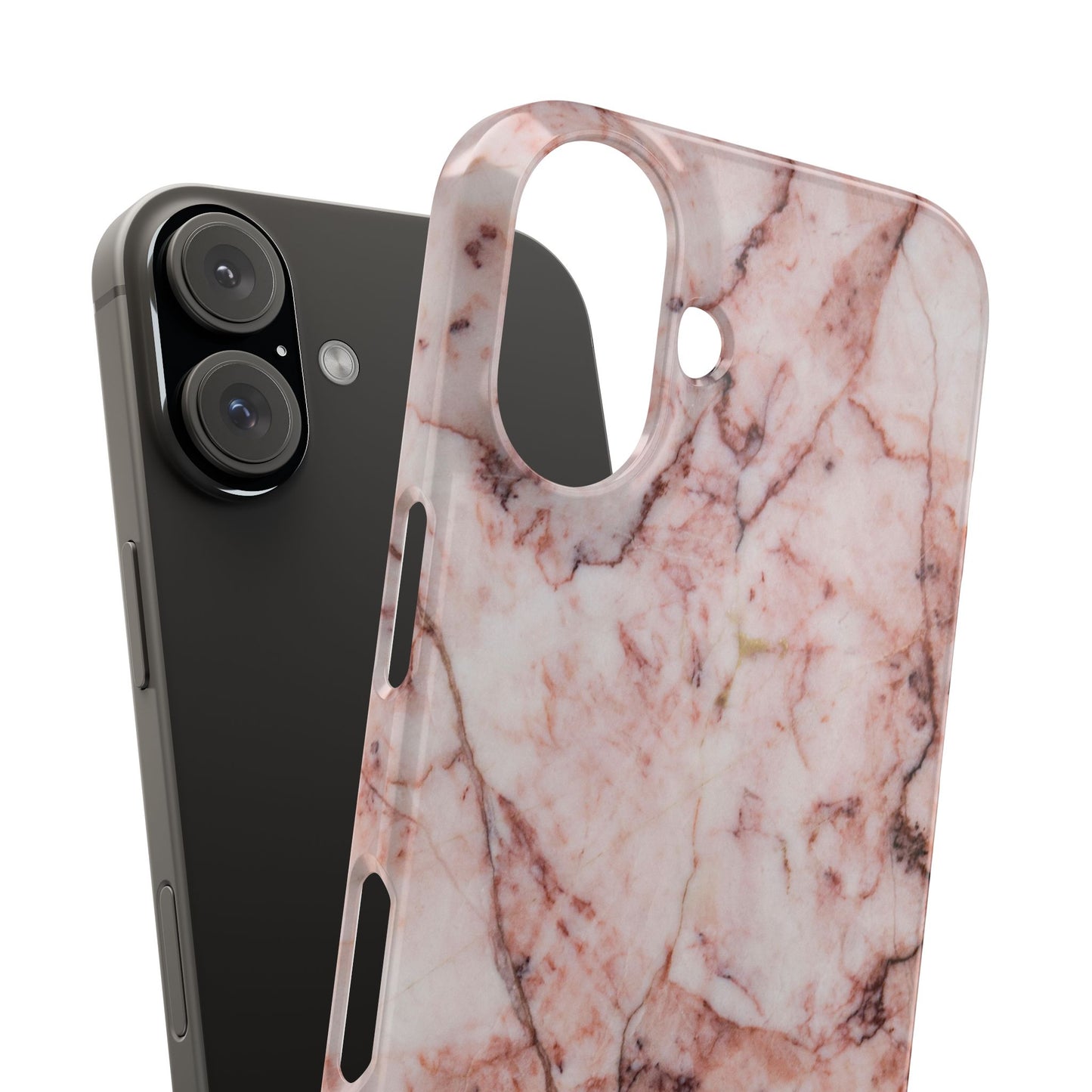 Case iPhone Natural pink stone marble design. For iphone 15, iphone 14 and iphone 13. Pro and max. Supports wireless charging. Premium