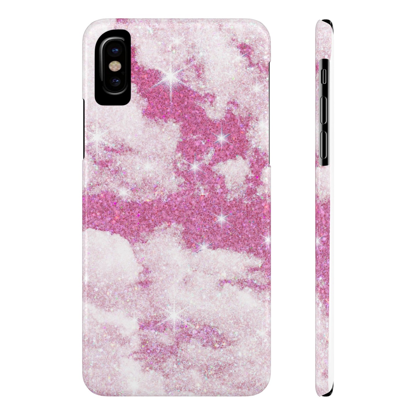 Pink Glitter Sky Phone Case - Sparkling Cloud Design for iPhone