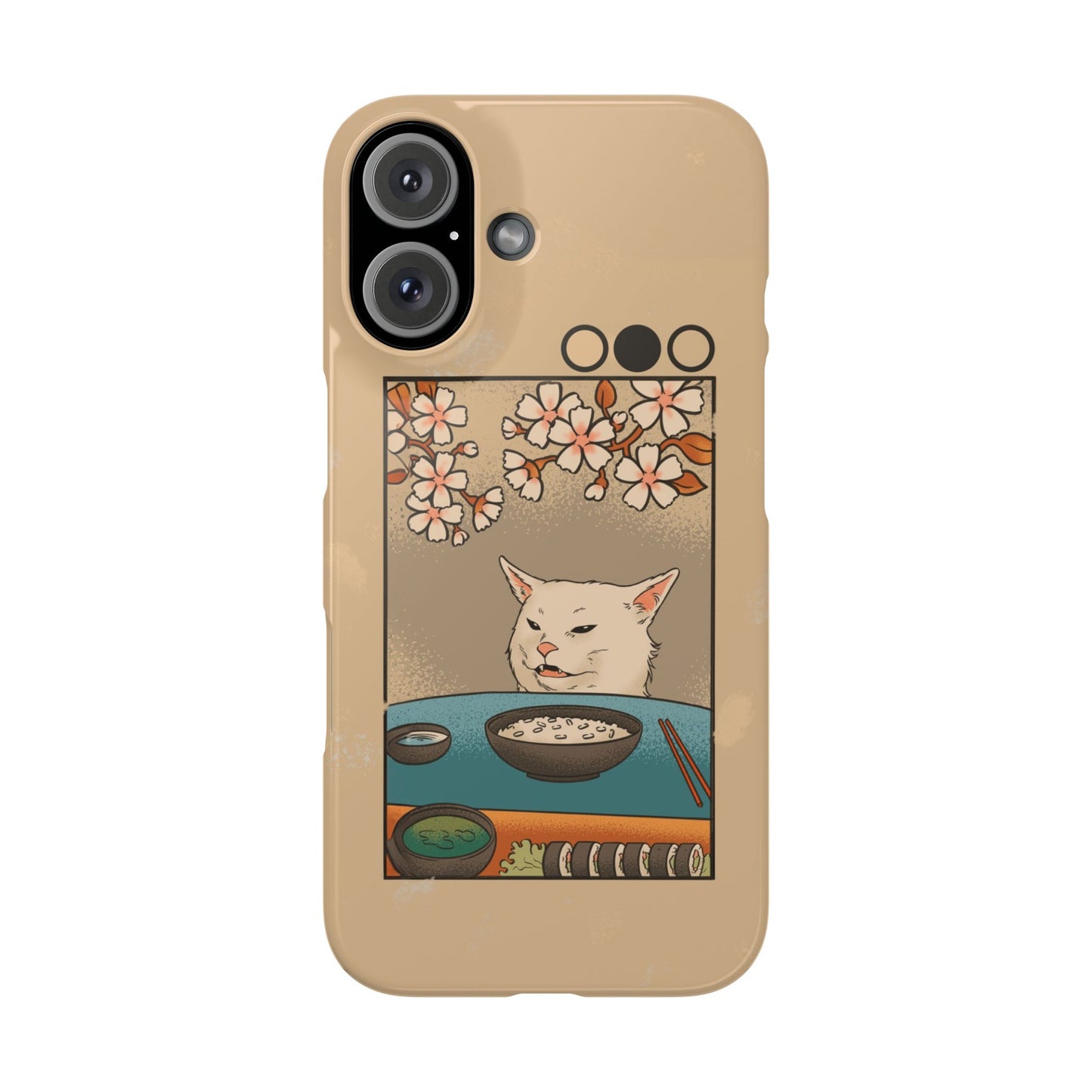 Whimsical Cat and Sushi iPhone Case – Meme-Inspired