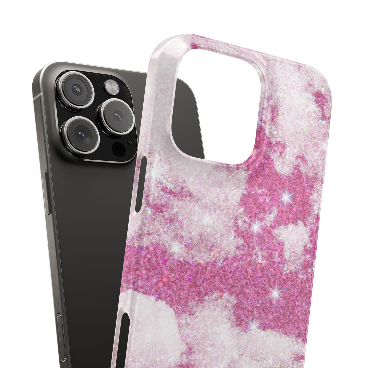 Pink Glitter Sky Phone Case - Sparkling Cloud Design for iPhone