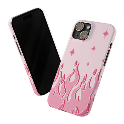 Pink Flame iPhone Case with Heart - Feminine Design for Women. For iphone 13, iphone 14 and iphone 15 pro and max