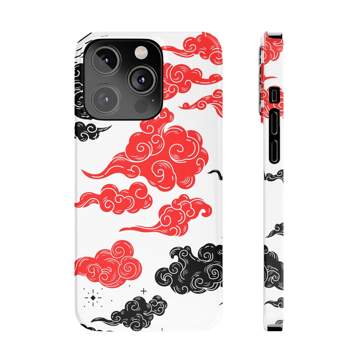 Red & Black Japanese Otaku Cloud iPhone Case - Stylish & Protective Cover