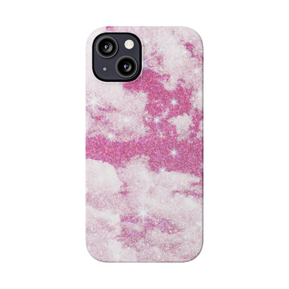 Pink Glitter Sky Phone Case - Sparkling Cloud Design for iPhone