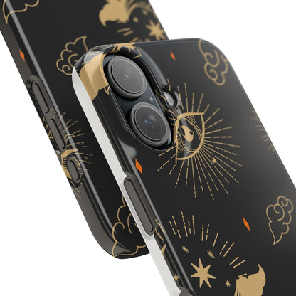 Black and Gold Mystical Astrology iPhone  16, 15, 14,  13 Case. Perfect Gift for Astrology Lovers. Celestial Symbolism - Fits iPhone 15 Pro & Max