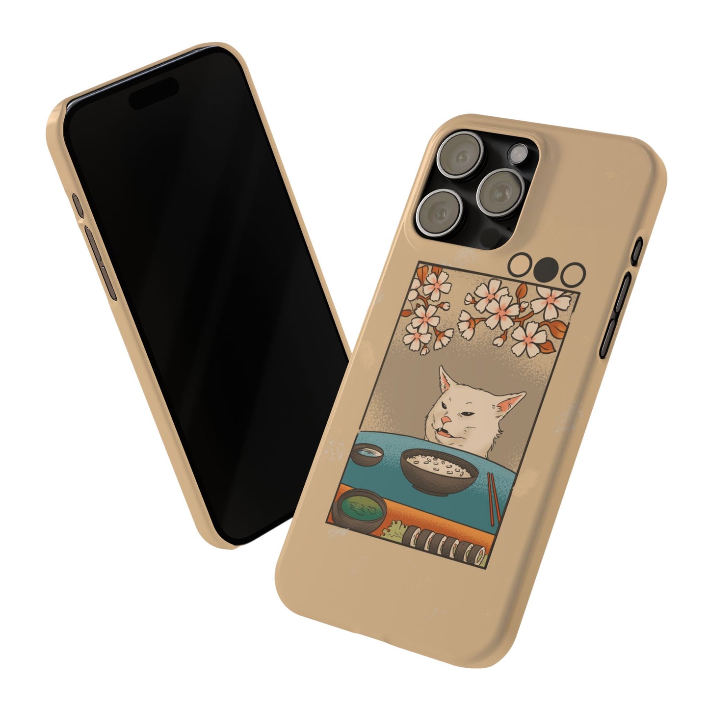 Whimsical Cat and Sushi iPhone Case – Meme-Inspired