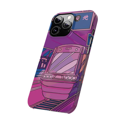 iPhone case with Japanese Vaporwave cityscape for iPhone 16, 15, 14 and 13. Neon Asian style