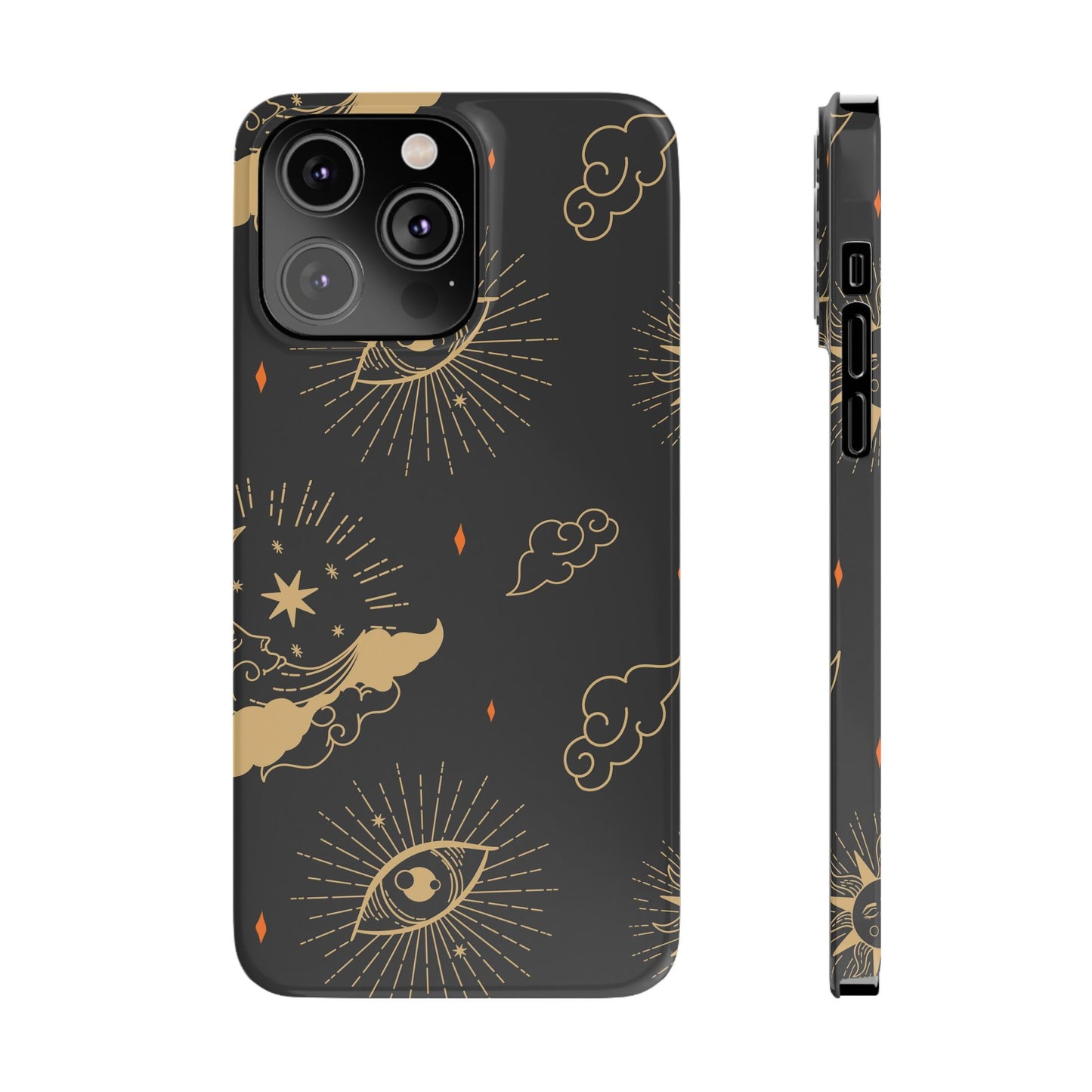 Black and Gold Mystical Astrology iPhone  16, 15, 14,  13 Case. Perfect Gift for Astrology Lovers. Celestial Symbolism - Fits iPhone 15 Pro & Max