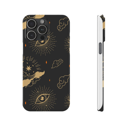 Black and Gold Mystical Astrology iPhone  16, 15, 14,  13 Case. Perfect Gift for Astrology Lovers. Celestial Symbolism - Fits iPhone 15 Pro & Max