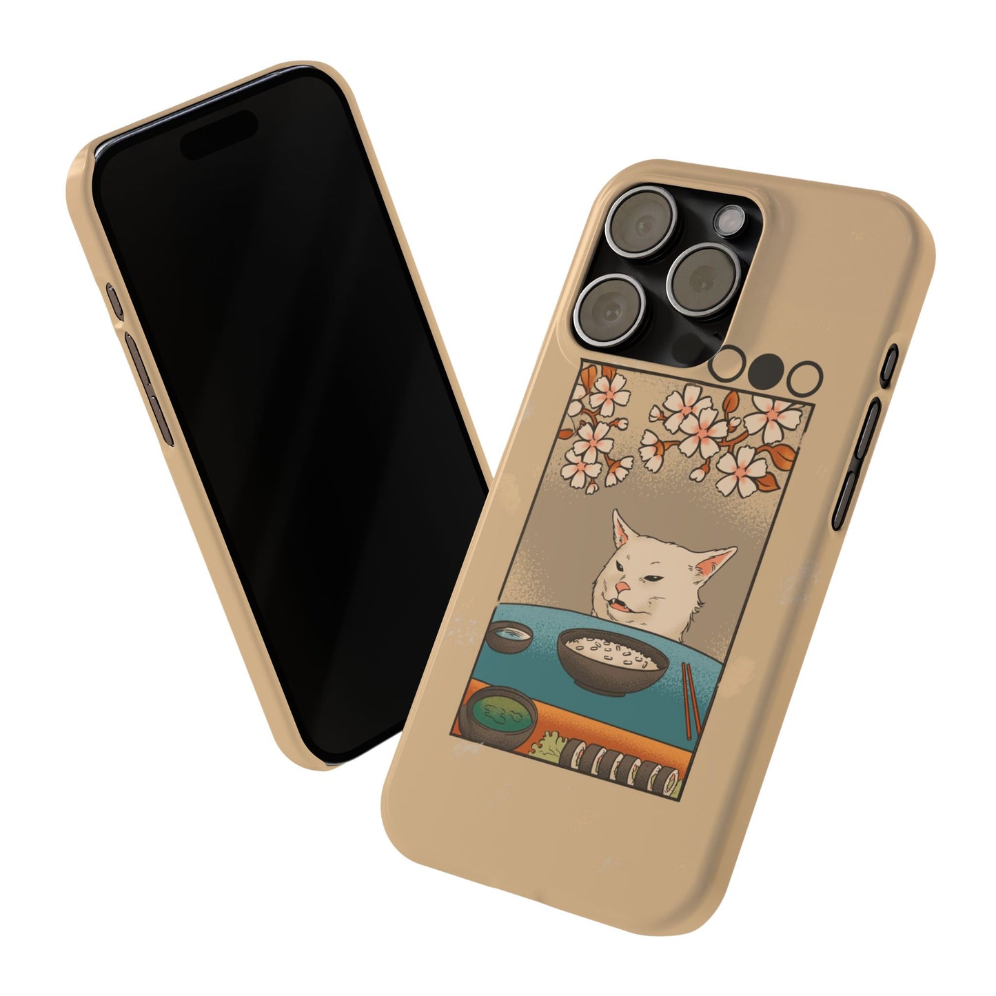 Whimsical Cat and Sushi iPhone Case – Meme-Inspired