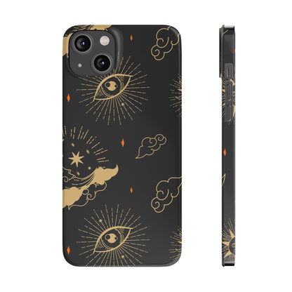 Black and Gold Mystical Astrology iPhone  16, 15, 14,  13 Case. Perfect Gift for Astrology Lovers. Celestial Symbolism - Fits iPhone 15 Pro & Max