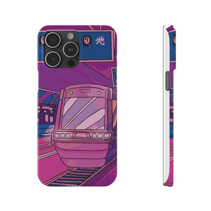 iPhone case with Japanese Vaporwave cityscape for iPhone 16, 15, 14 and 13. Neon Asian style