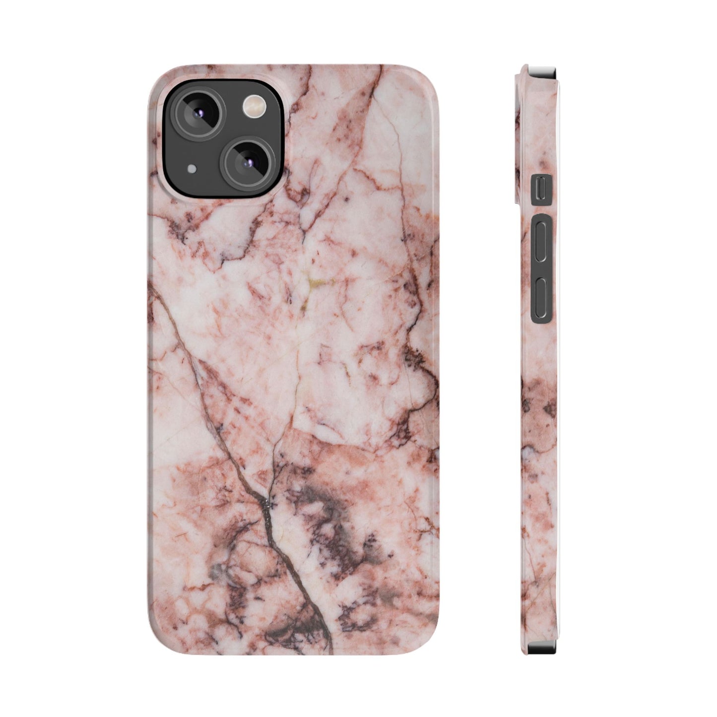 Case iPhone Natural pink stone marble design. For iphone 15, iphone 14 and iphone 13. Pro and max. Supports wireless charging. Premium