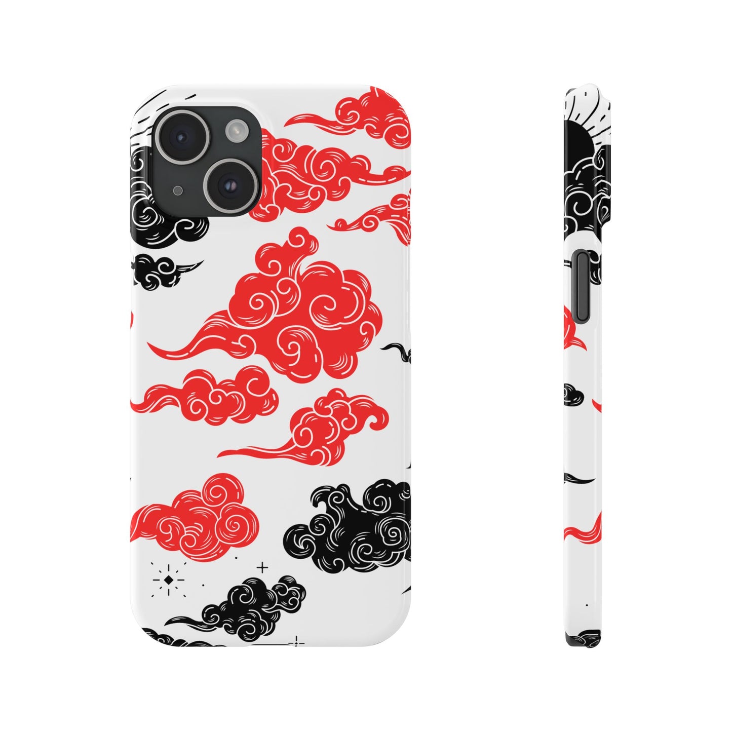 Red & Black Japanese Otaku Cloud iPhone Case - Stylish & Protective Cover