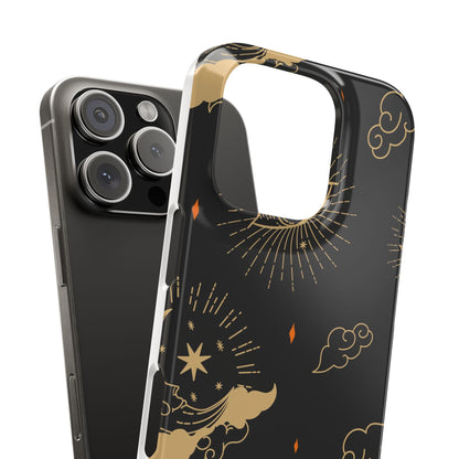 Black and Gold Mystical Astrology iPhone  16, 15, 14,  13 Case. Perfect Gift for Astrology Lovers. Celestial Symbolism - Fits iPhone 15 Pro & Max