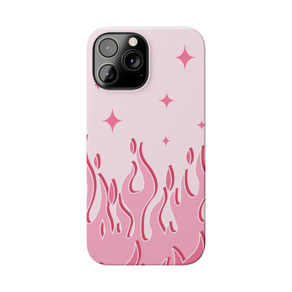 Pink Flame iPhone Case with Heart - Feminine Design for Women. For iphone 13, iphone 14 and iphone 15 pro and max