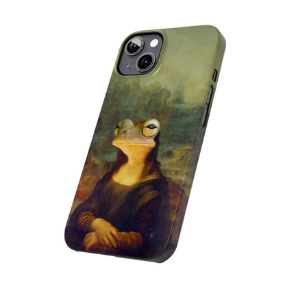 Froggy iPhone Case, Mona Lisa Parody, Wireless Charging - iPhone 16, 15, 14, 13 Pro/Max