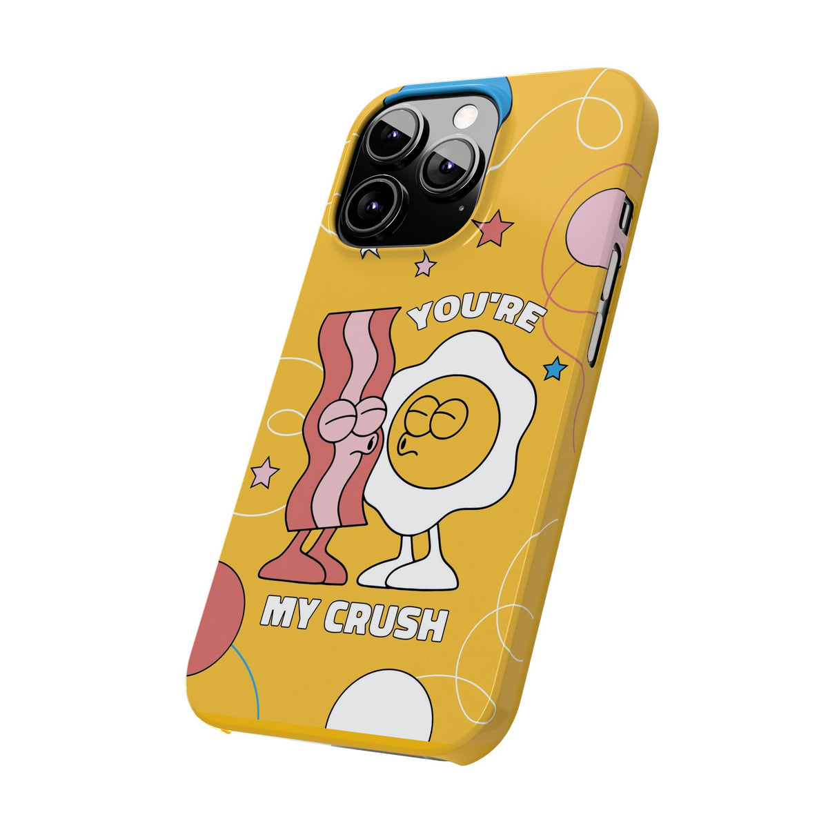 fried egg and bacon couple in retro cartoon style. - casetinger