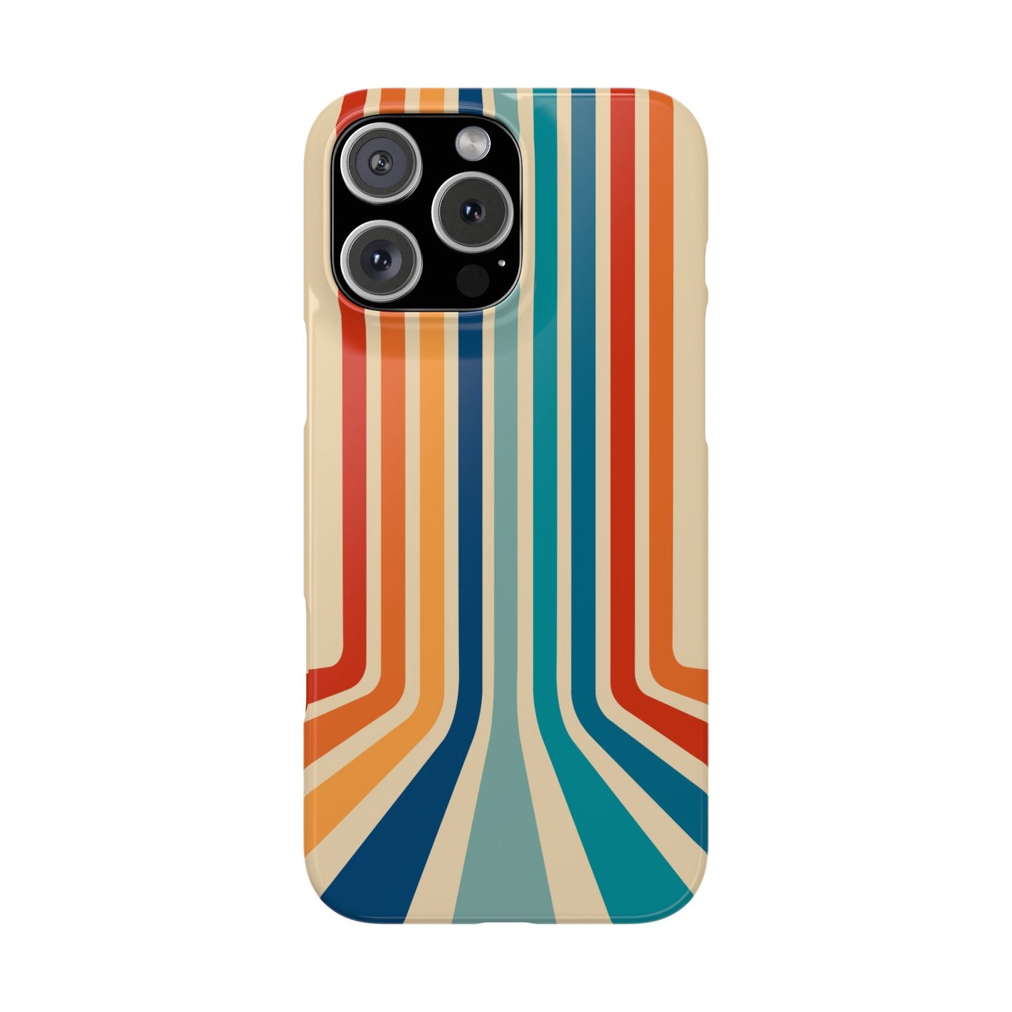 Retro iPhone case with abstract stripes on the horizon - Timeless Design for Summer - For iPhone 13, iPhone 14 and iPhone 15 pro and max.