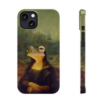 Froggy iPhone Case, Mona Lisa Parody, Wireless Charging - iPhone 16, 15, 14, 13 Pro/Max